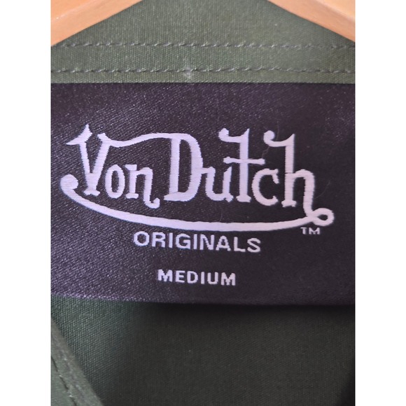 NWT Von Dutch Men's Forest Green Button Up Shirt The Originator California Sz M - Picture 3 of 10